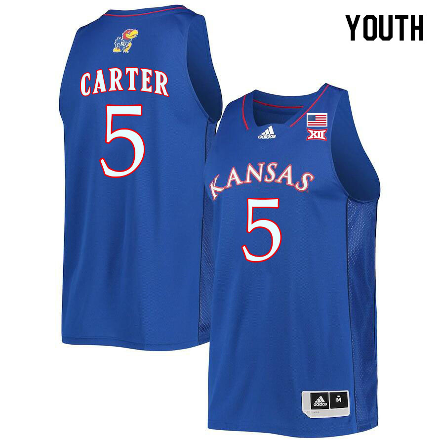 Youth #5 Chris Carter Kansas Jayhawks College Basketball Jerseys Stitched Sale-Royal